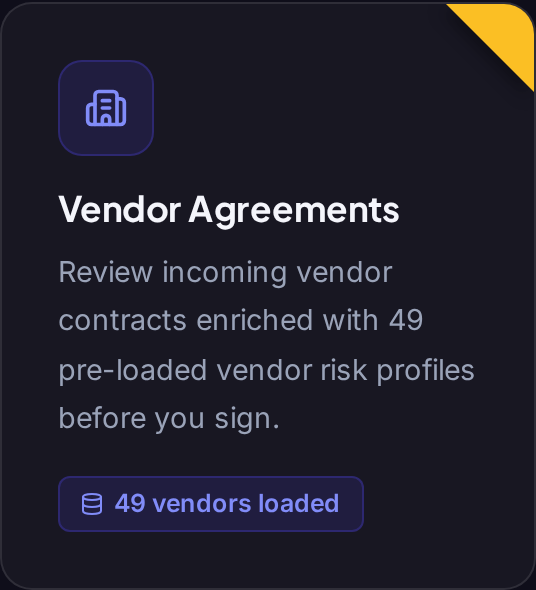 Vendor intelligence with pre-loaded vendor risk profiles