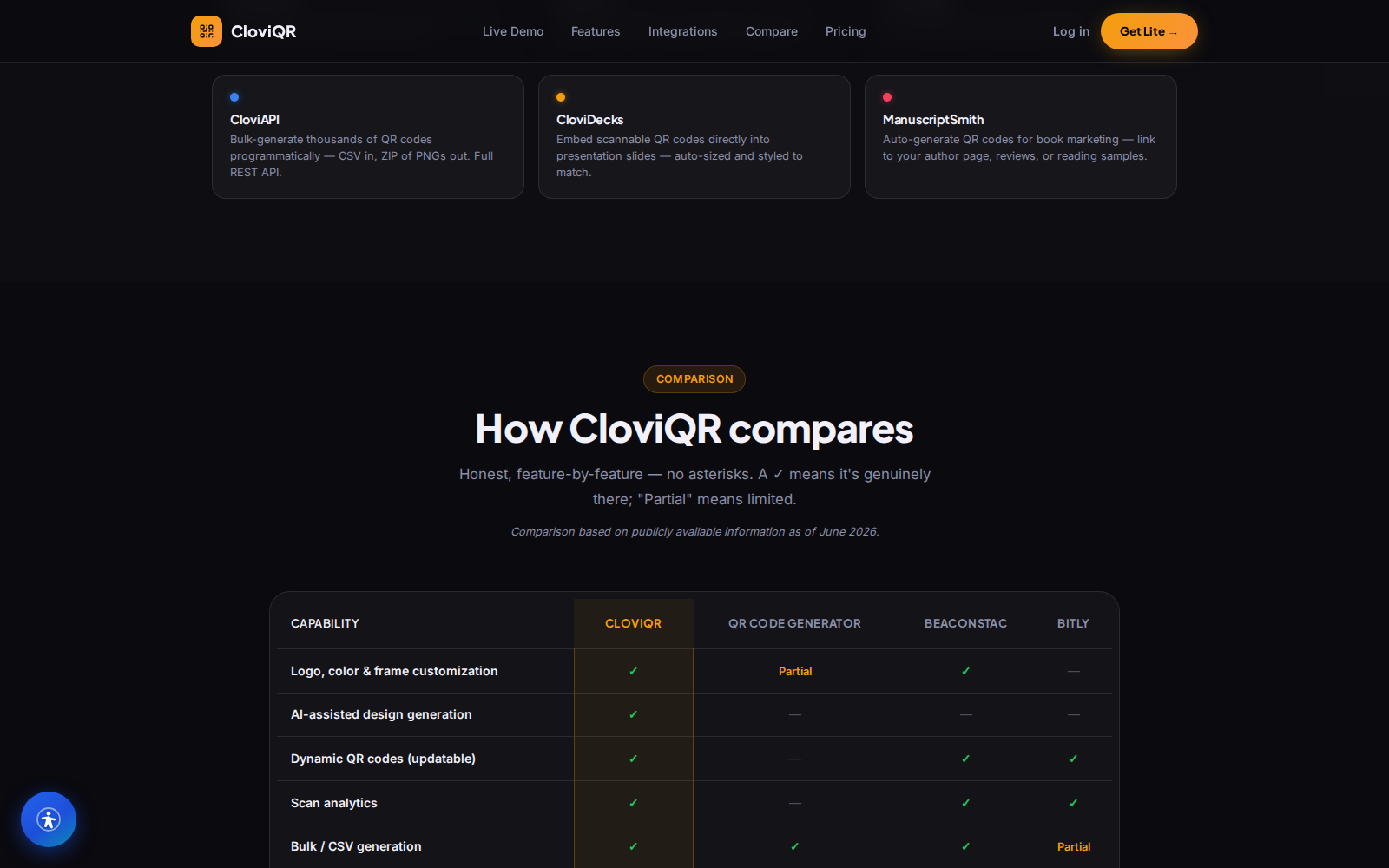 cloviqr screenshot
