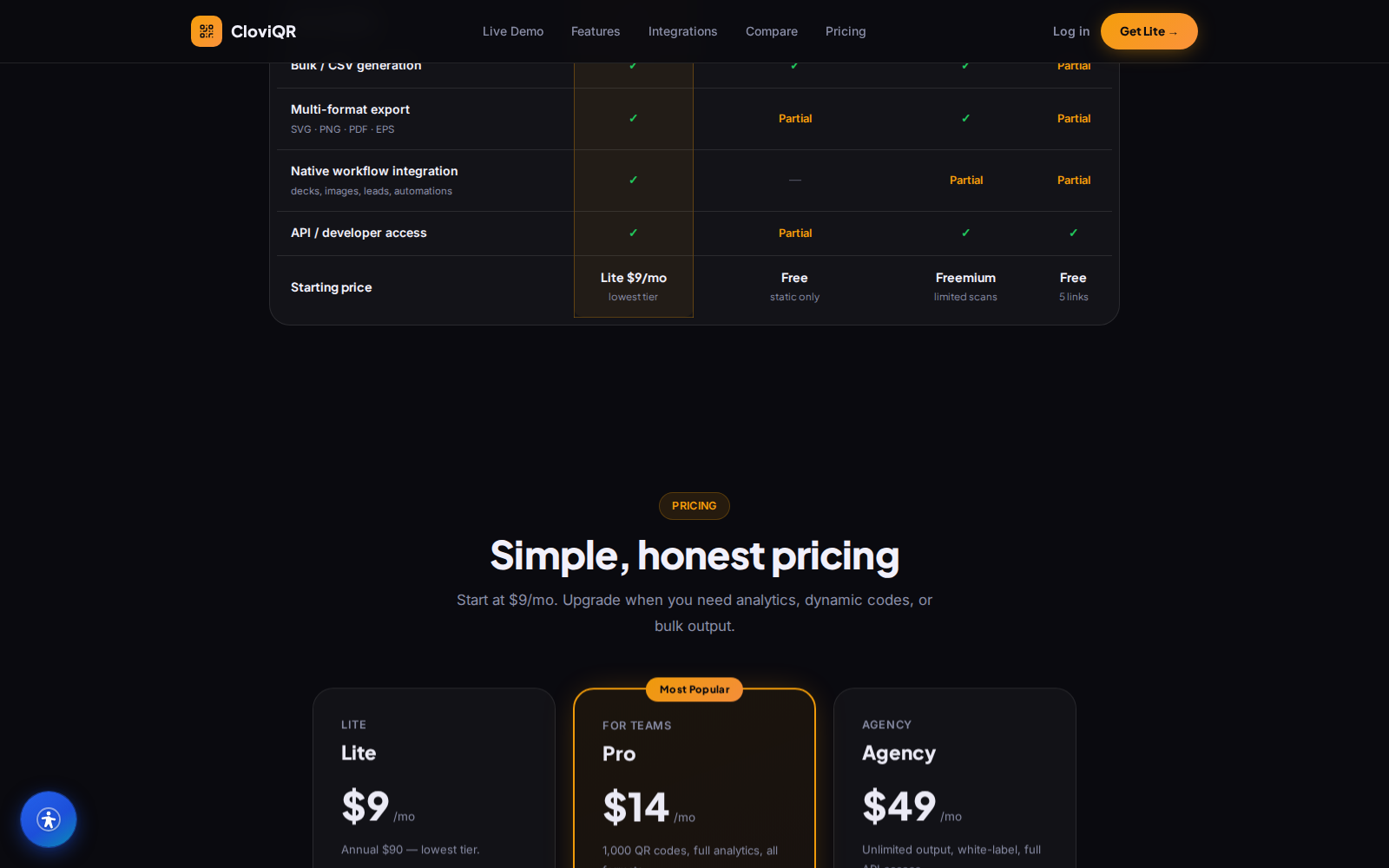 cloviqr screenshot
