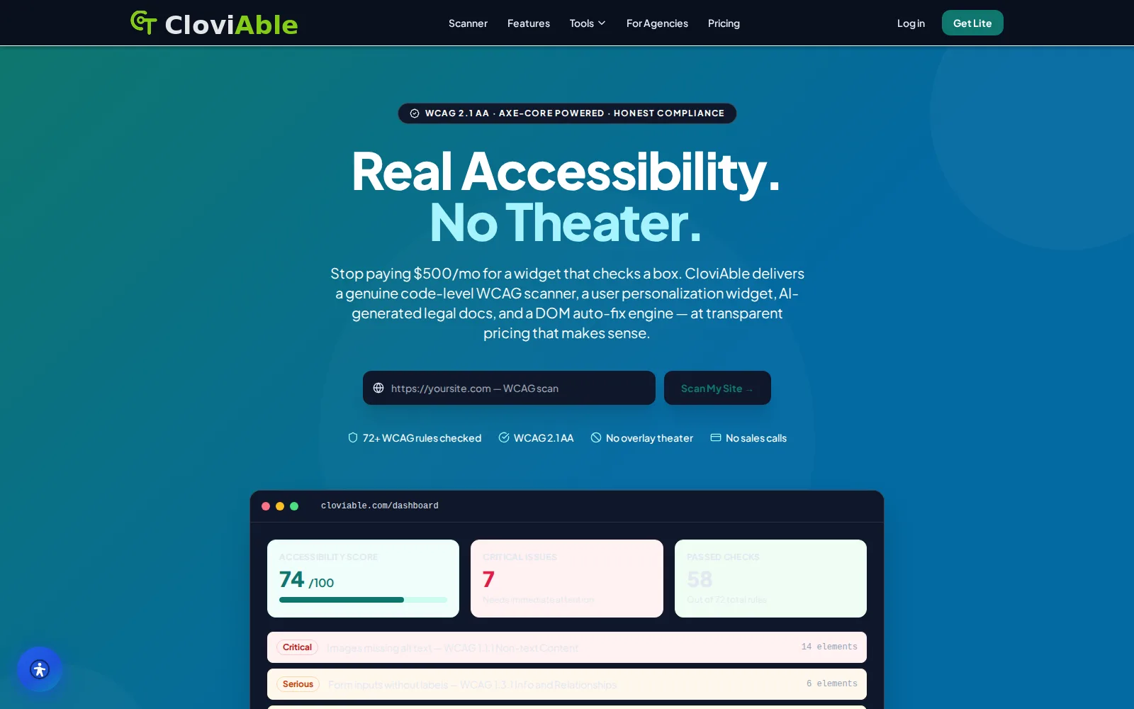 CloviAble interface — fixes accessibility